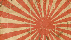 Bandeira japonesa do sol nascente desgastada com raios vermelhos e creme. — Retrô Papéis de Parede