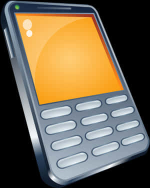 Silbernes Retro-Telefon mit orangefarbenem Bildschirm und physischer Tastatur — Mobile Wallpaper