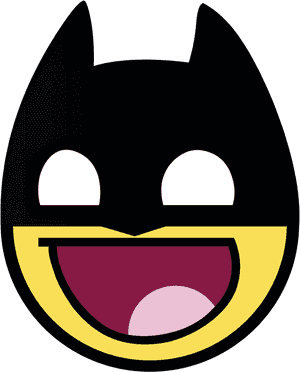 A cartoon bat mask with a wide smile and pink tongue. — Face Roblox PNG