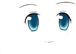 Anime character face with large blue eyes glowing in darkness. — Face Roblox PNG
