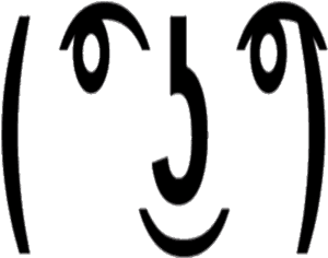 A stylized smiling face drawn with white lines, featuring eyes shaped like the number five. — Face Roblox PNG