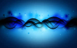 Blue waveforms ripple with glowing particles in a gradient background. — Indeed Wallpaper