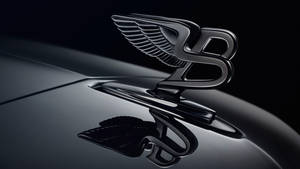 Emblema negro de Bentley con alas sobre un capó brillante bajo iluminación de estudio. — Logo Fondos de pantalla