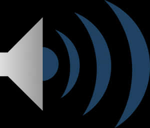 Silver speaker emitting blue sound waves on black background — Audio Wallpaper