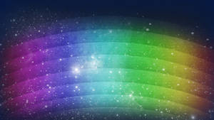 Un arcoíris colorido se arquea a través de un cielo cósmico estrellado con nebulosas brillantes. — Arcoíris Fondos de pantalla