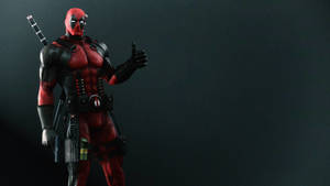 Super-herói Deadpool em traje vermelho e preto fazendo gesto de joinha. — Super-herói Papéis de Parede