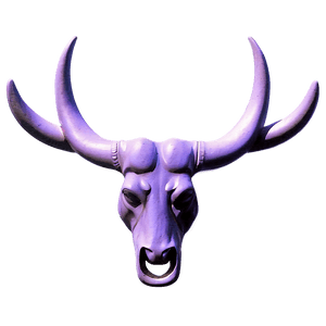 Metallic bull skull with glowing horns mounted on purple wall — Astro Wallpaper