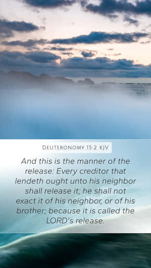 Biblical verse over a misty ocean at dawn with dark clouds. — Indeed Wallpaper