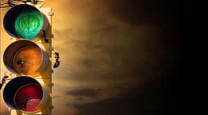 Ants on a traffic light at dusk with glowing lenses. — Planet Wallpaper
