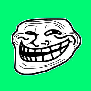 Troll face meme with wide grin on green background — Food PNG