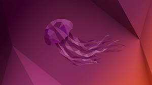 Una medusa low-poly in tonalità viola su sfondo gradiente. — Azione Sfondi
