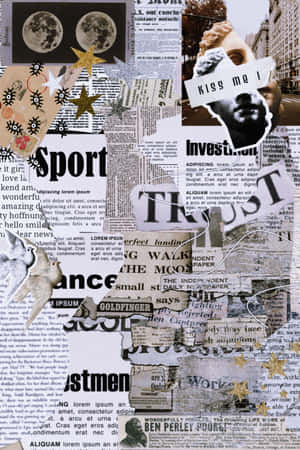 Vintage aviscollage med overskrifter og fotos lagt sammen. — Stjerner Wallpapers