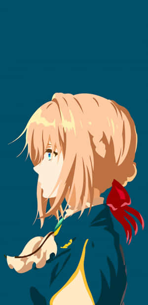 Fille anime aux cheveux blonds et aux yeux bleus regardant vers le bas dans une contemplation silencieuse. — Vector Art Fonds d'écran