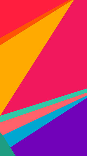 Bold geometric shapes in rainbow colors form a vibrant abstract design. — Vivo Wallpaper