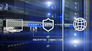 Dator ansluten via krypterat VPN till globalt nätverk för säker onlineåtkomst — Vpn Bakgrundsbilder