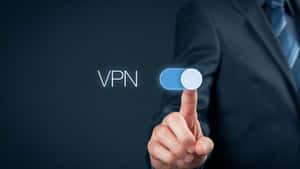 Hand som slår på en VPN-omkopplare i ett mörkt digitalt gränssnitt. — Vpn Bakgrundsbilder