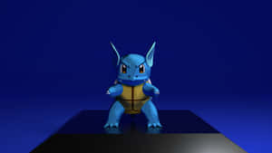 Blue turtle Pokémon standing on a black platform against a dark blue background. — Deftones Wallpaper