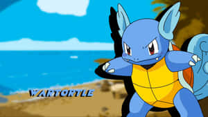 Wartortle standing on a beach with ocean and sky behind it. — Deftones Wallpaper
