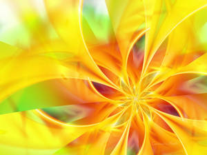 Obra de arte digital abstrata radiante com tons de amarelo, laranja e verde rodopiantes. — Amarelo Papéis de Parede