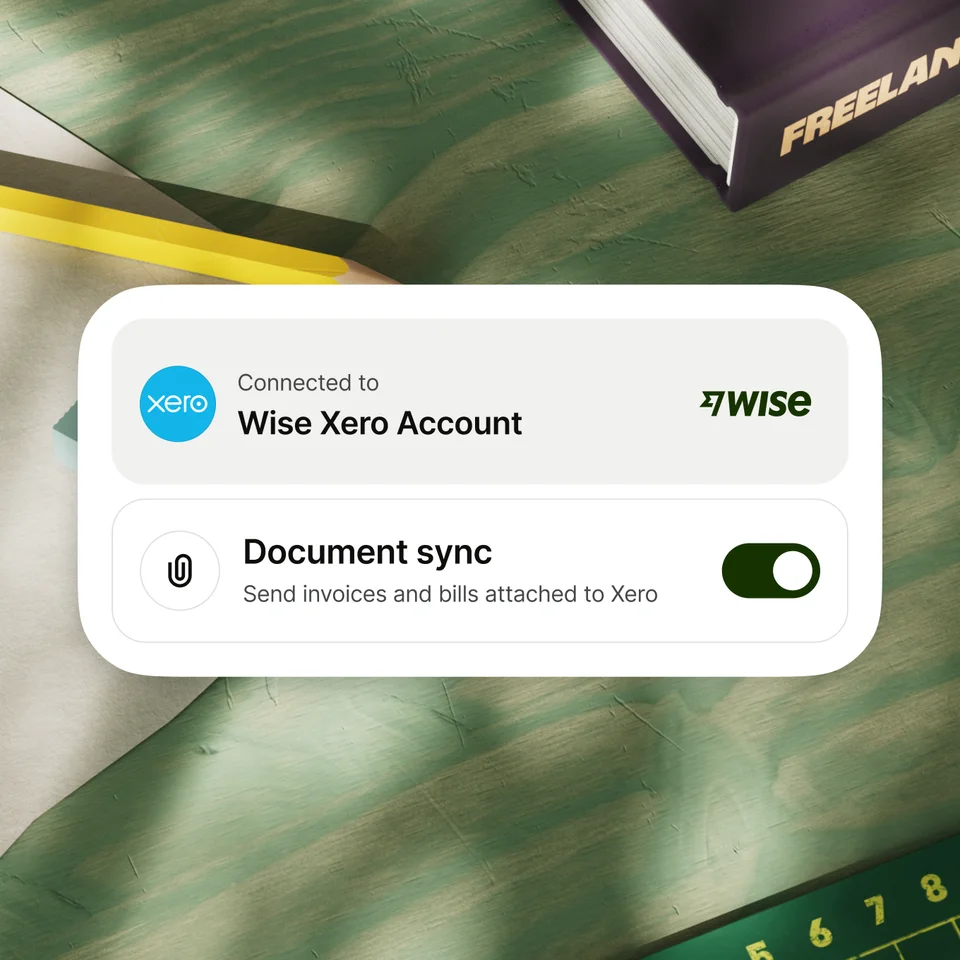 Wise'ın Xero hesabına bağlı olduğunu ve "Belge senkronizasyonu" için açma/kapatma düğmesinin etkin olduğunu gösteren kullanıcı arayüzü kartı.