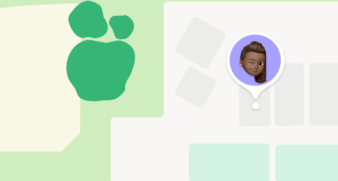 Find My app, map and notification confirm child has arrived at school