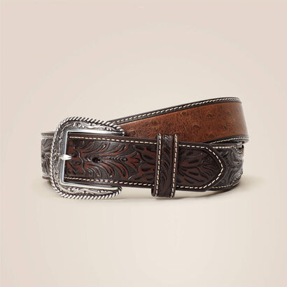 1.5" Ostrich Tooled Belt Front