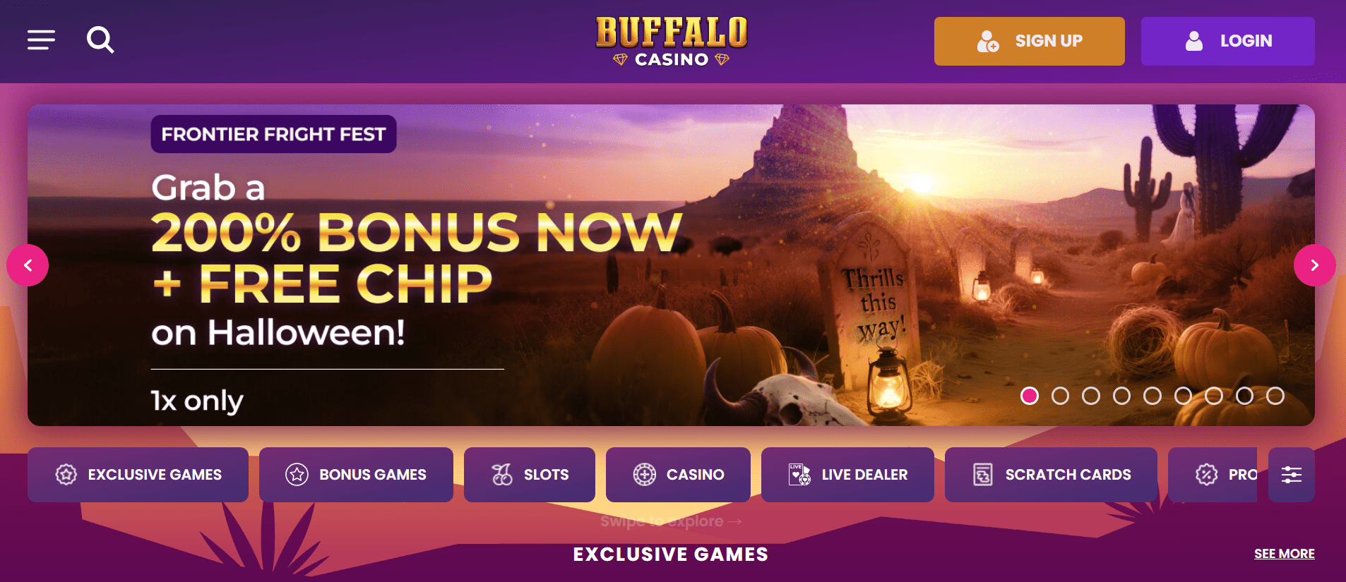 Buffalo Casino Website Screenshot