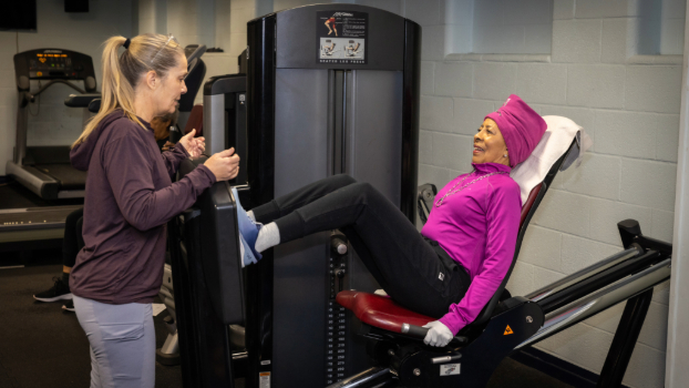Instructor giving a student training