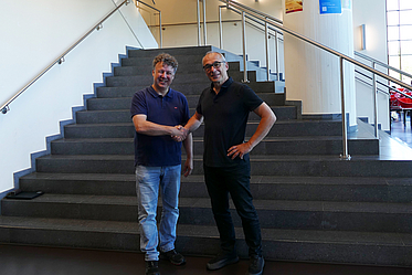 Former Dean Rolf Drechsler (left) congrats new Dean Rainer Malaka Former Dean Rolf Drechsler (left) congrats new Dean Rainer Malaka